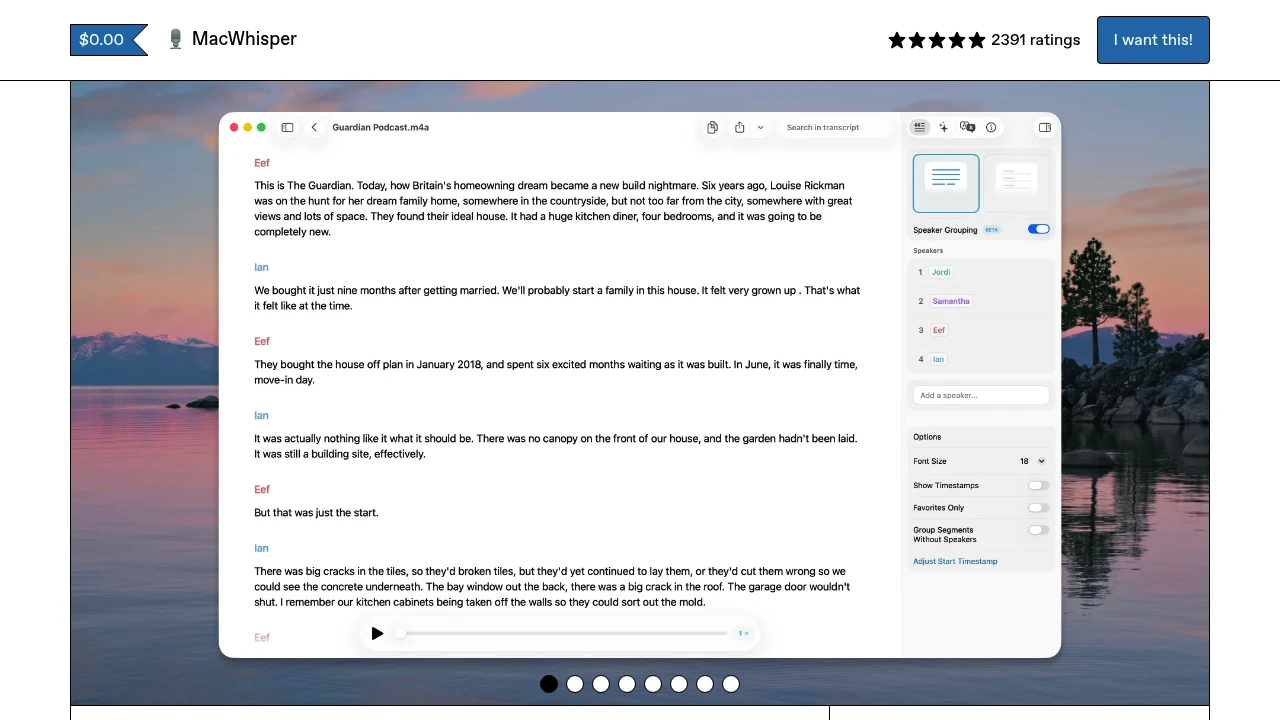 Screenshot of MacWhisper website