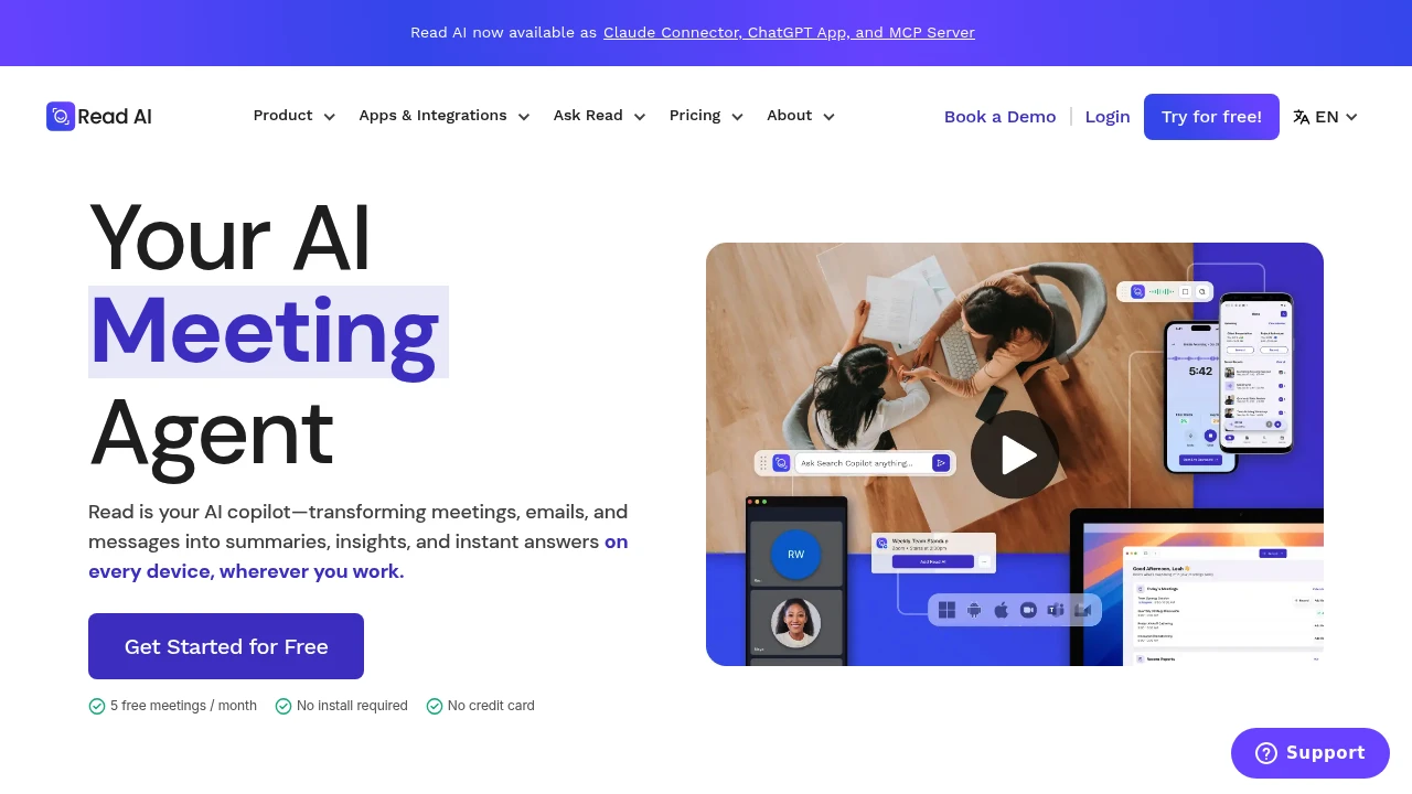 Screenshot of Read AI website